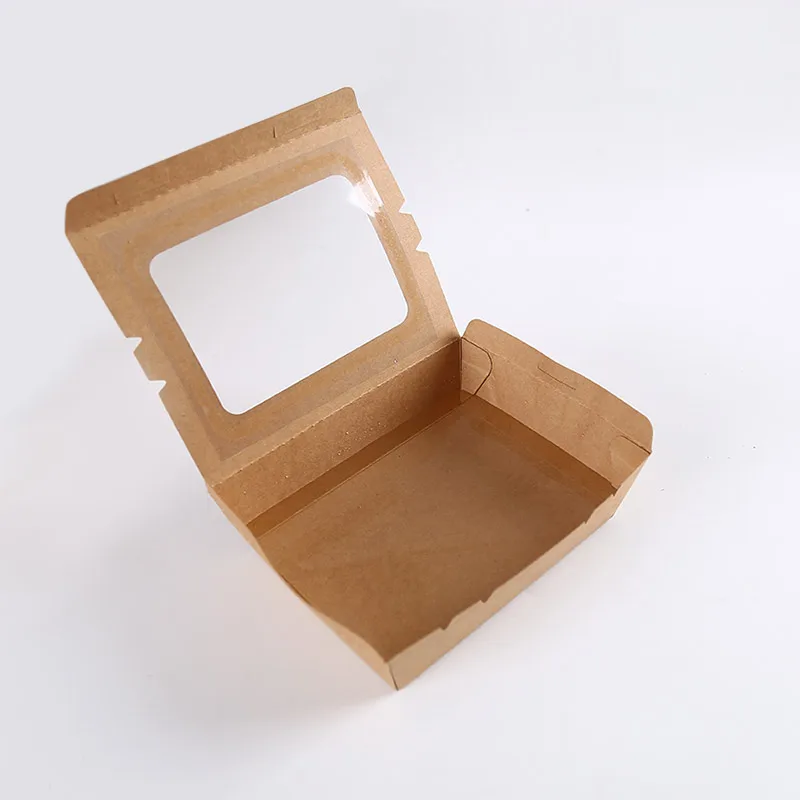 Kraft Paper Box with Window Dry Containers Take Away Food Packaging