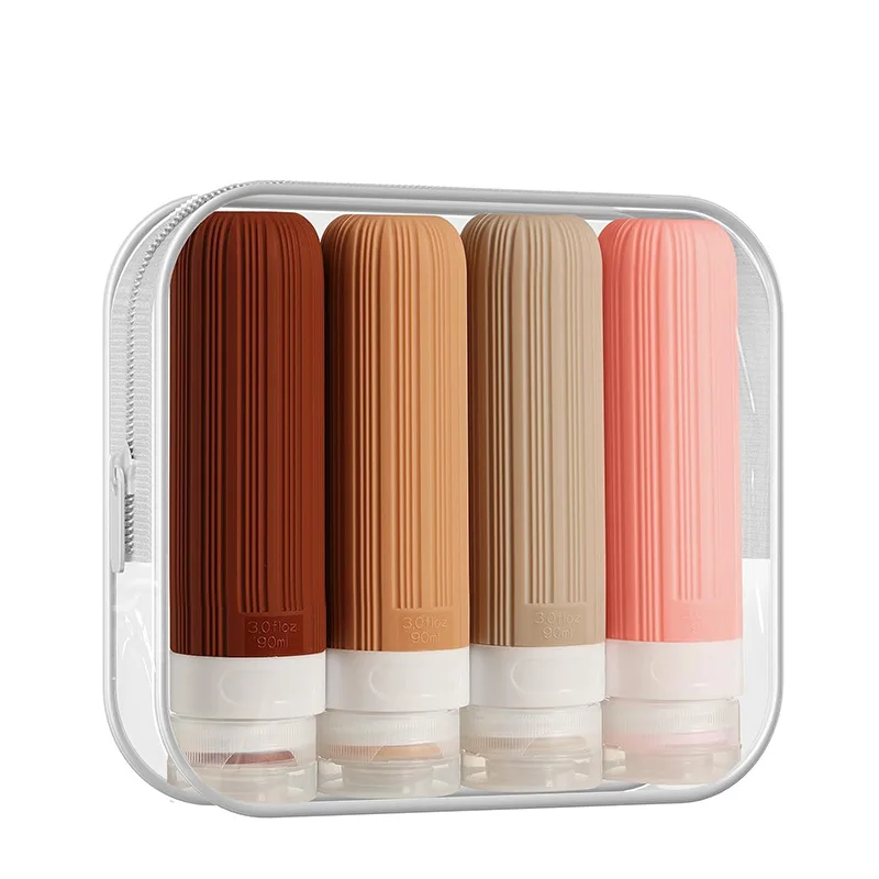 New Striped Portable Travel Tube Cosmetic Lotion Shampoo Bottle Silica Gel Travel Bottle Set