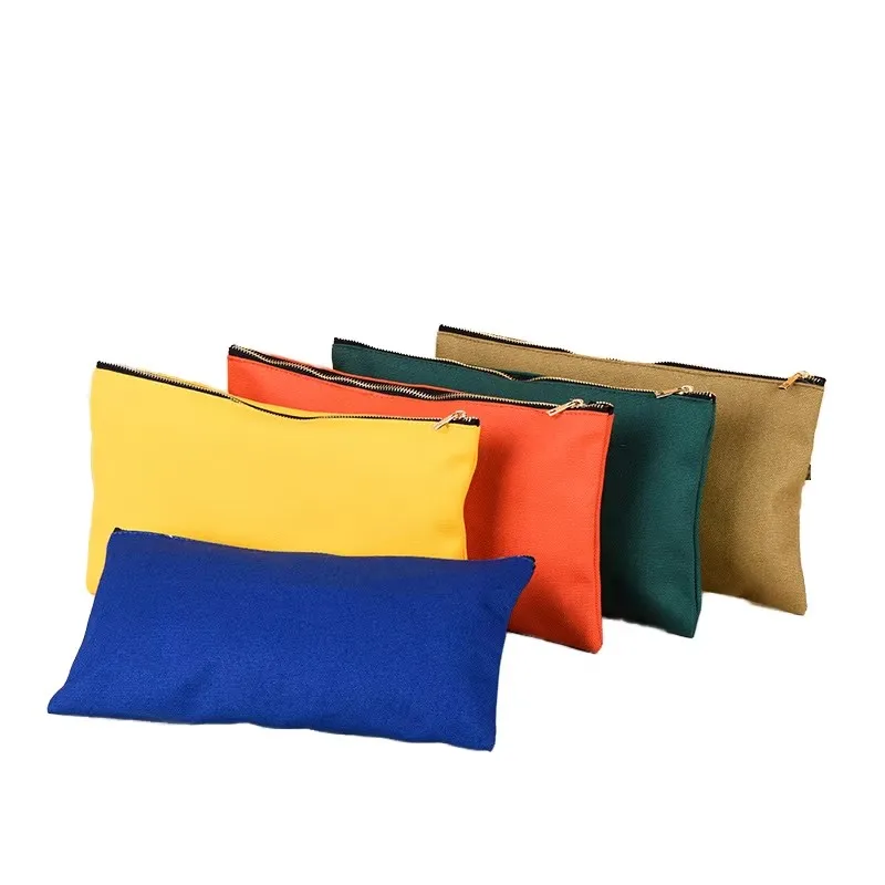 Custom Solid Color Canvas Coin Purse Zipper Mini Pen Key Bag Shopping Portable Storage Handbags Foldable Money Bags