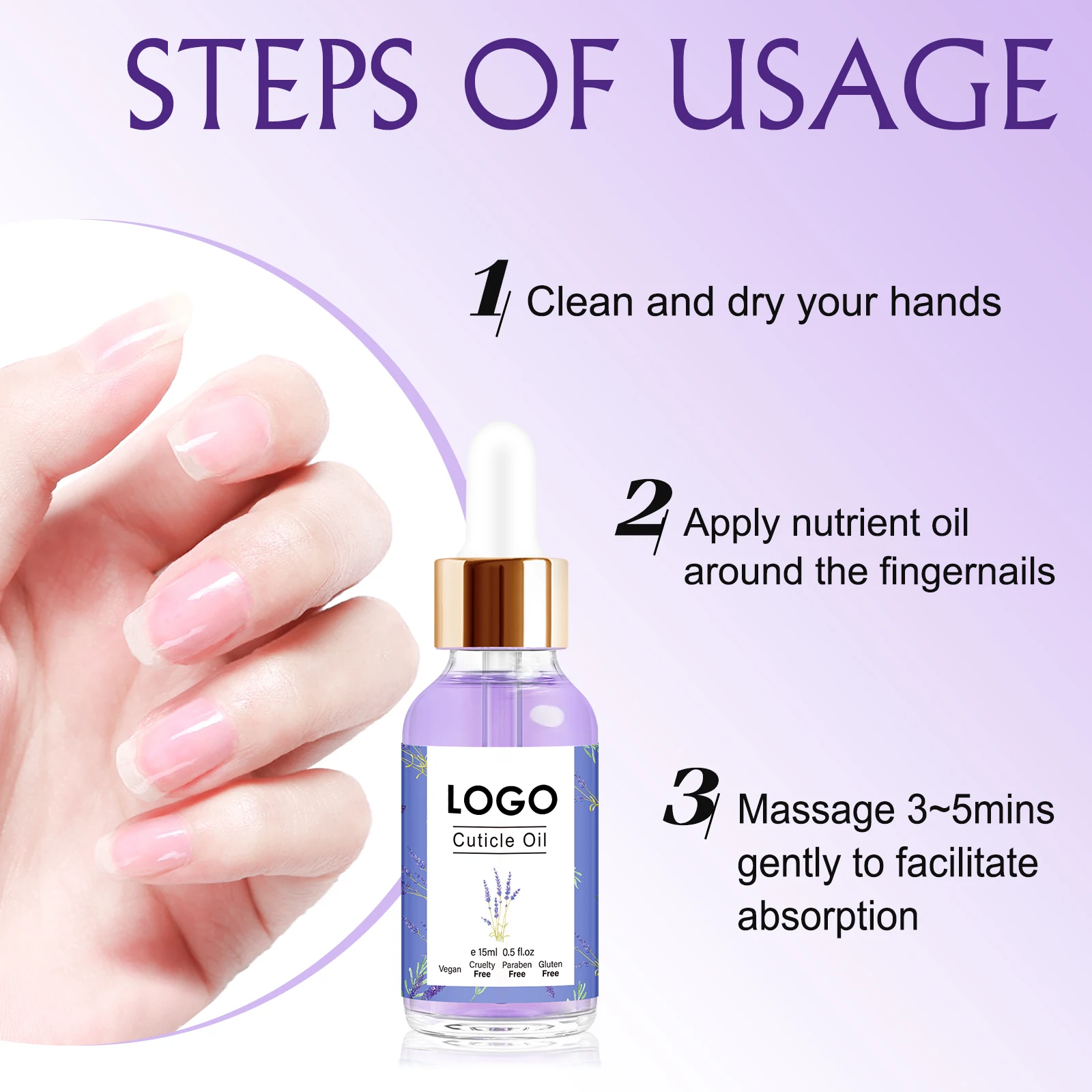 lavender peach rose Organic Nail and Cuticle Oil Jojoba Oil Nail Cuticle Repair Oil