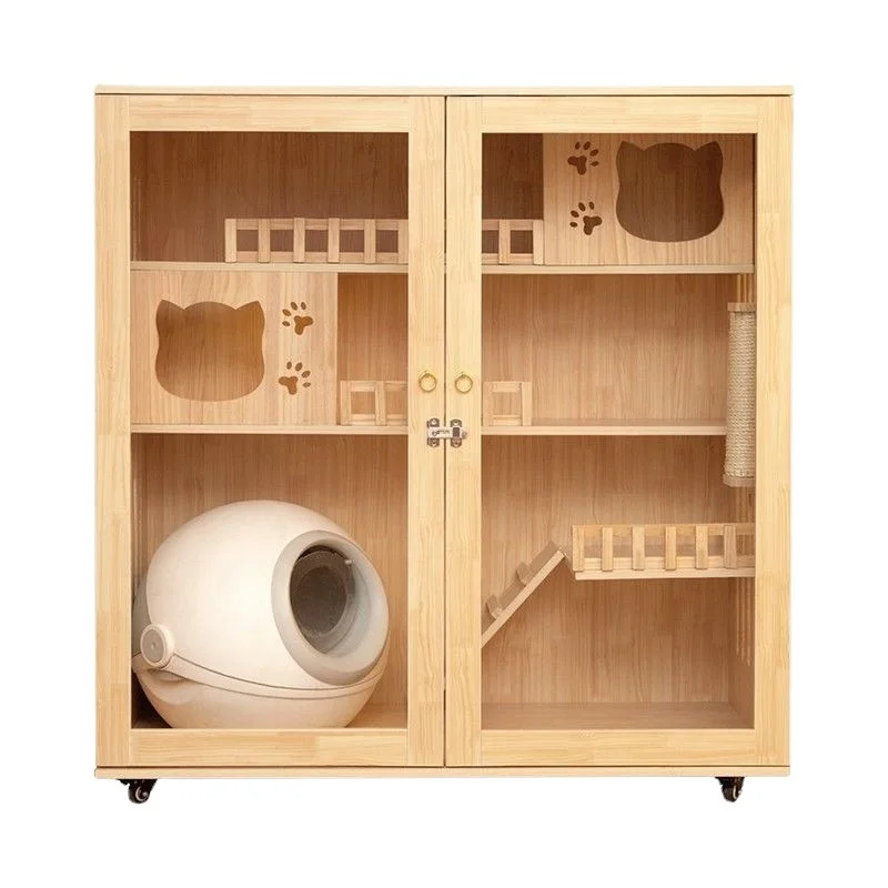 Luxury wooden cat house large cat bed  cat hous indoors