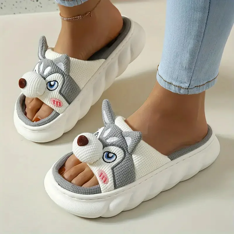 Wholesale New Fashion Slippers Thick Soles Comfortable Nonslip Wear Resistant Ladies  Dog Animal Slippers