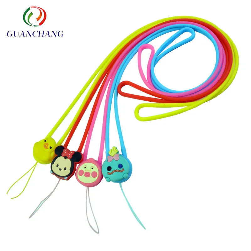 Factory Gift wholesale  multiple use mobile phone neck strap buckle lanyard PVC silicone Cartoon Cute Phone Personality Lanyard