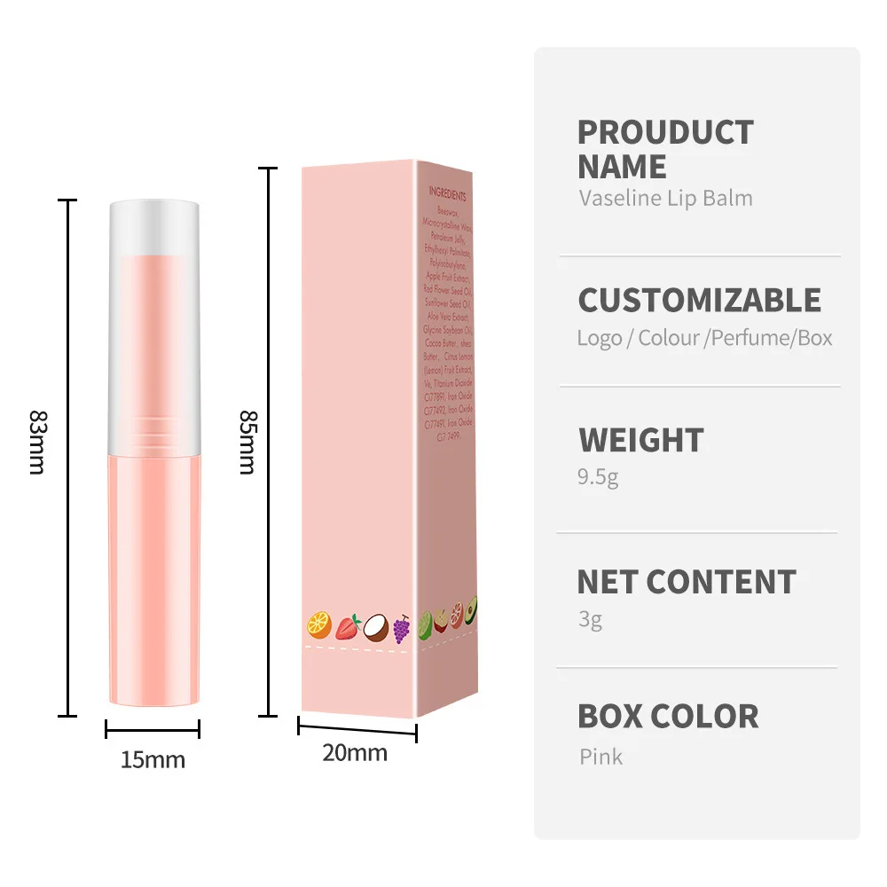 Wholesale Private Label Cute Fruit Scent Lipstick Pink Lips Balm Stick Lip Balm