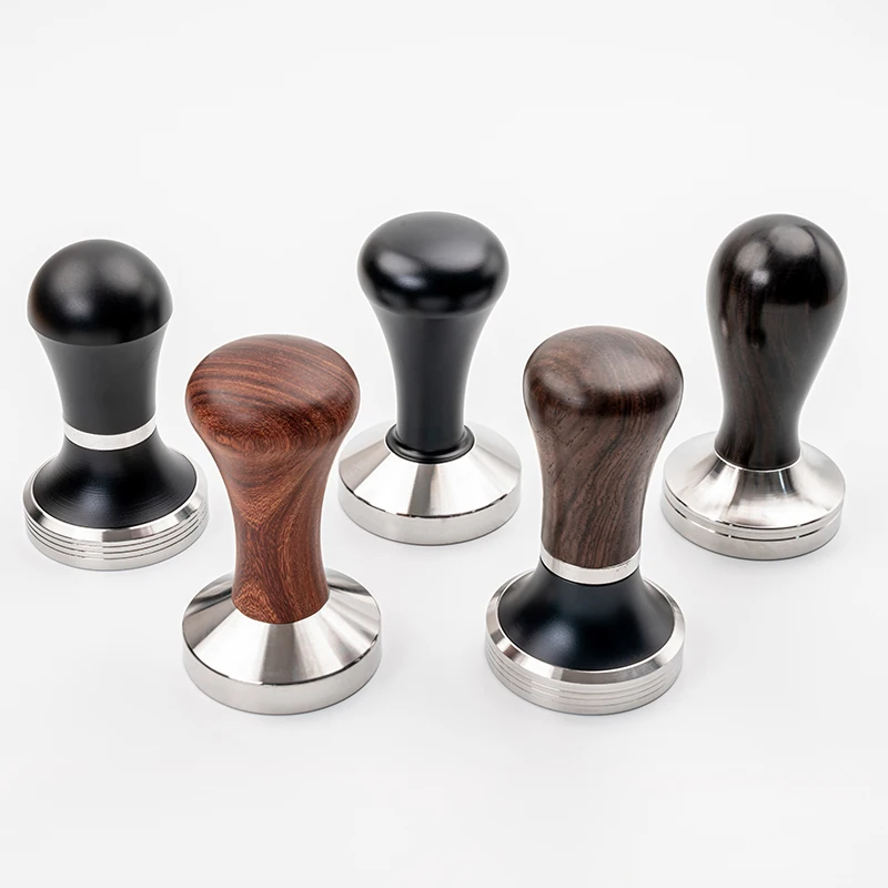 Coffee Tamper Espresso Tamper Set Stainless Steel with Real Wood Handle for coffee accessories