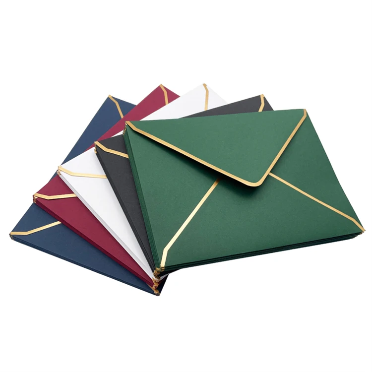 KM technology golden supplier beautiful colored embossed uv hot stamping gift bag invitation paper envelopes greeting card