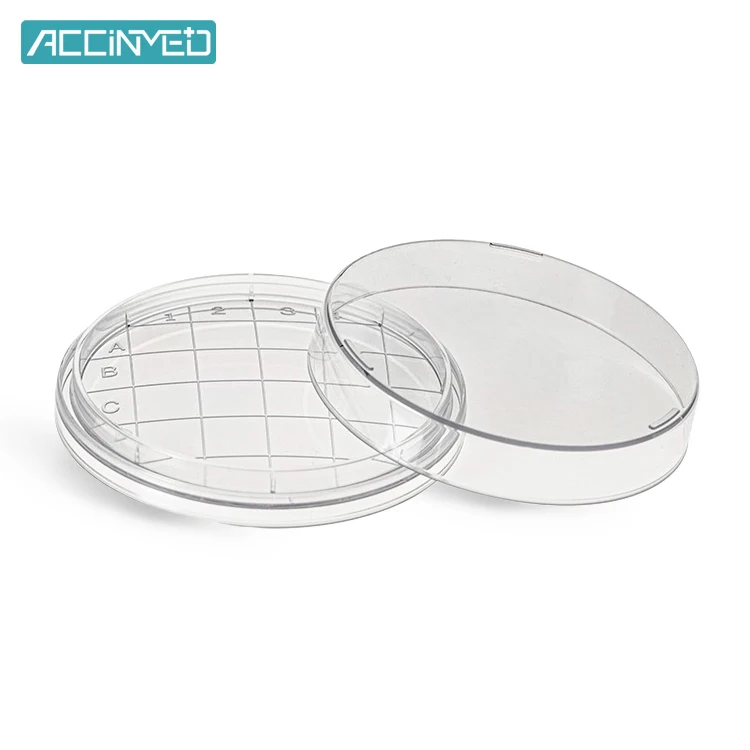 Custom Wholesale Medical Laboratory Different Size Types Of Disposable Round Sterile With Gird 55mm Contact Petri Culture Dish