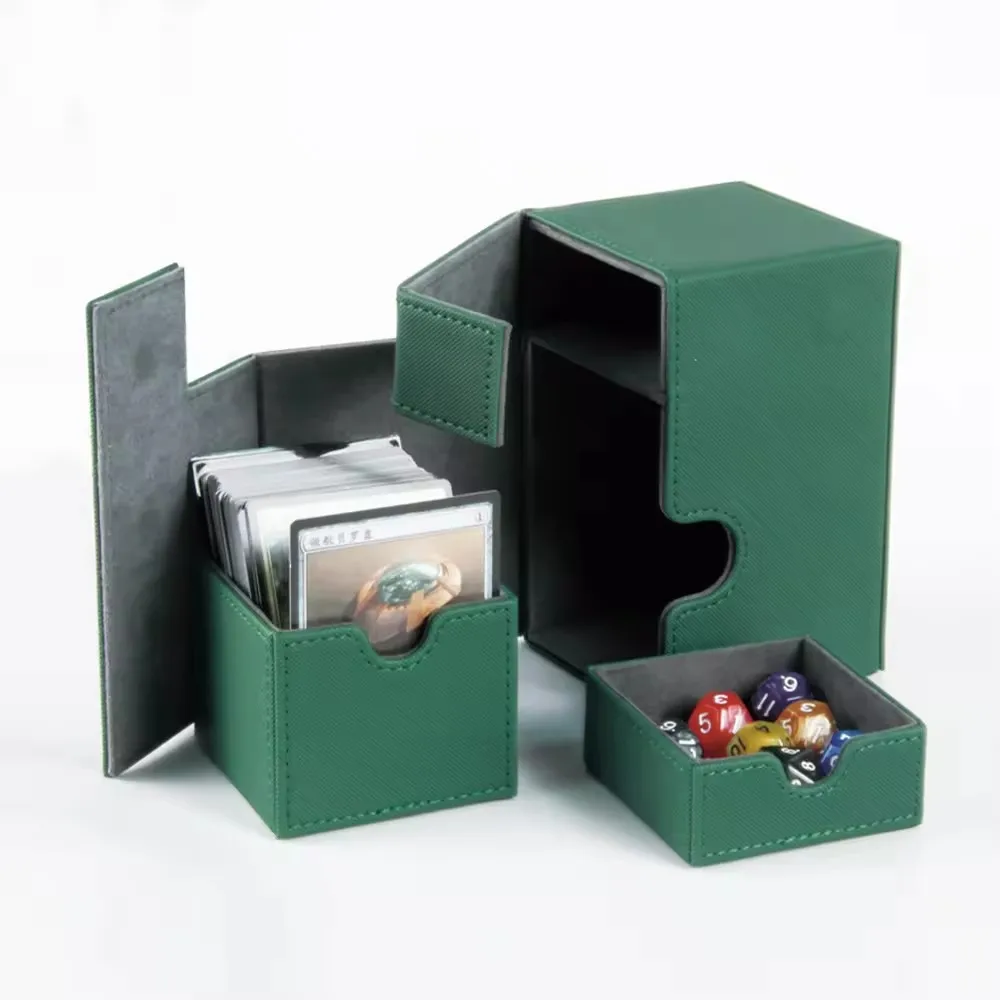 100+ operable Flip Playing Card Pu Protector Deck Box Tcg Card Storage Pu Leather Decks Cards Box