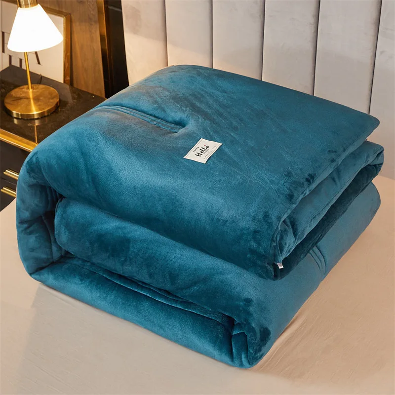 Wholesale Customized Thicken Fleece Milk Polyester Filling Warm Winter Quilt for Full Twin Queen King Size