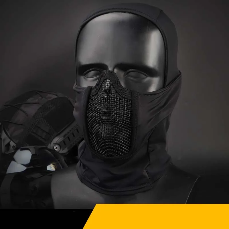 Tactical Headwear Mask CS Field Shooting Game Steel Mesh Full Face Polyester Material Training Mask War Game Riding Soft Mask