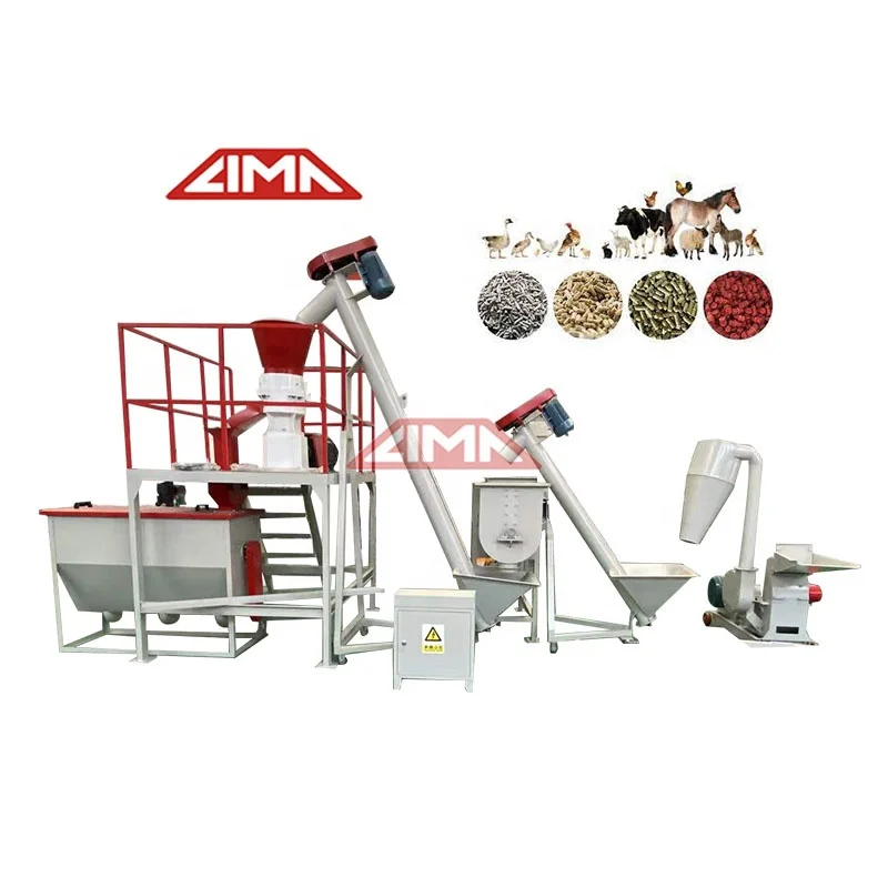 LIMA Hammer Mixer Pelletizer Small Floating Fish Feed Extruder Production Line Poultry Cattle Food Pellet Mill Plant For Sale
