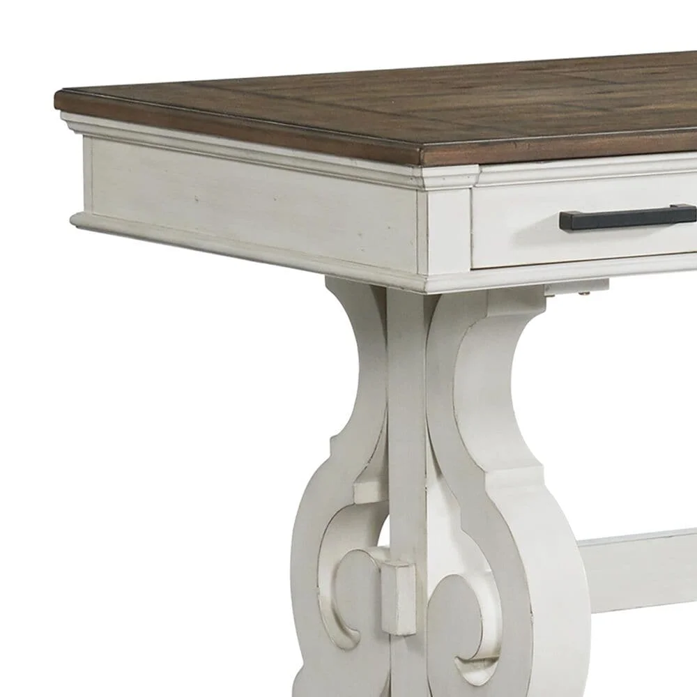 French Rustic White Furniture  Drake 60in Wooden Writing Office Desks Study Table