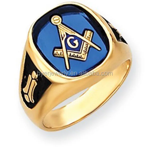 VINTAGE SOLID 10K GOLD ENAMEL GENTS MASONIC SWIVEL SIGNET RING