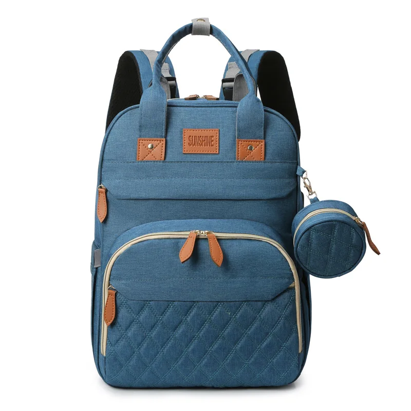 Large Capacity Fashion Polyester Mommy Backpack Travel Baby Diaper Organizer with USB and Waterproof Features for Busy Moms