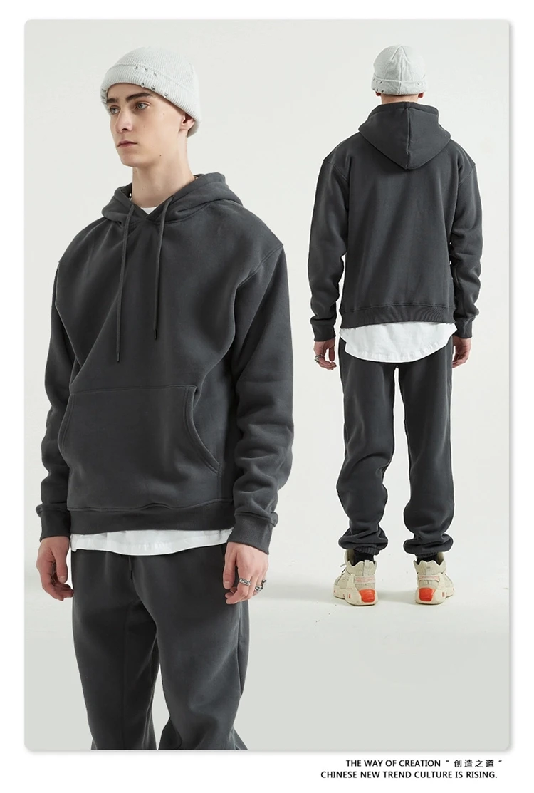 
High Quality Custom Men Fleece Sweatsuit Two Piece Set Sports hoodies with jogers set 