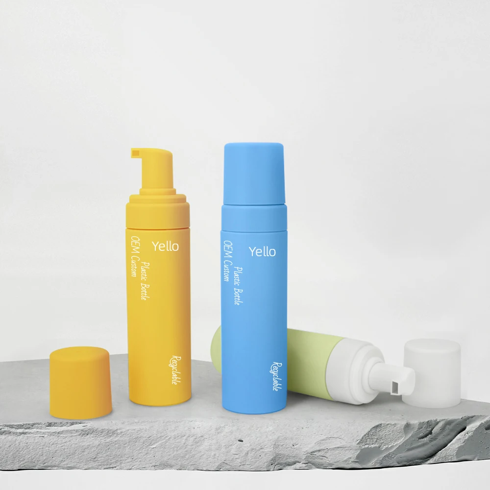 OEM Plastic Round Matte Black Luxury Foam Pump Bottle Cosmetic Packaging Of Facial Cleanser