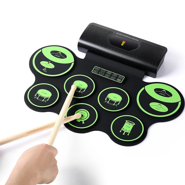 Silicone Electronic Drum Set Portable Roll Up Practice Pad Electric Drum Set With Speaker Pedals For Kids Beginner Birthday Gift