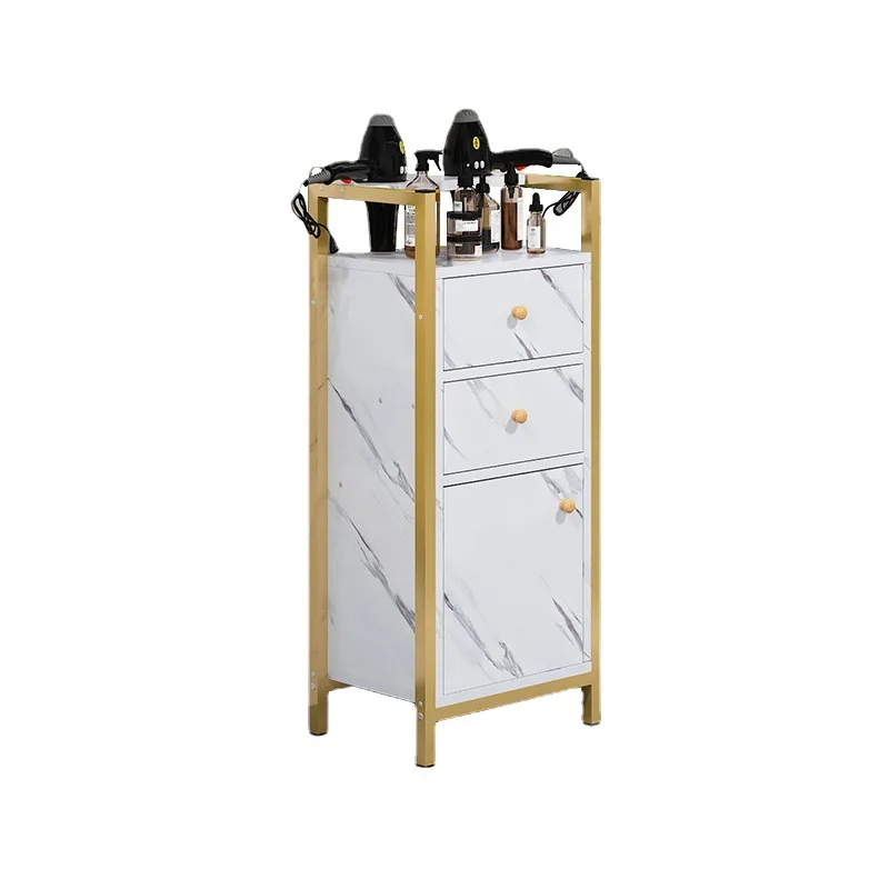 Salon Barber Shop Storage Wood and Aluminum Tool Cabinets with Drawers