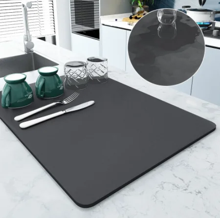 Foldable Dish Drying Mat Kitchen Diatoms Drain Pad Coffee Machine Pad Table Anti-scald Mat Non-slip Bathroom Absorbent Floor Mat