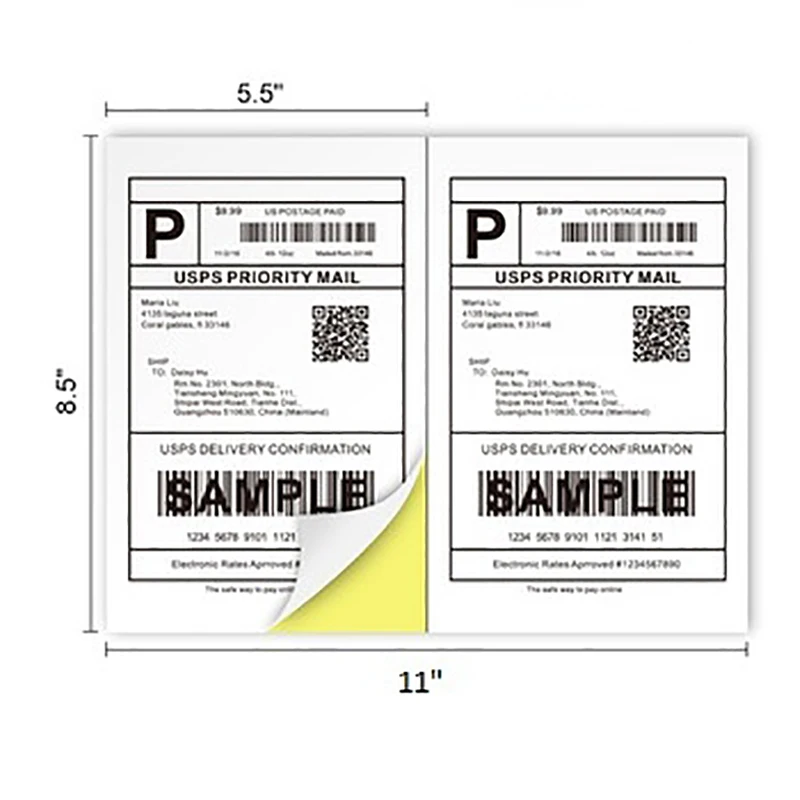 A4 letter size 8.5 x 11 label paper self adhesive barcode stickers sheet shipping/mailing/address labels
