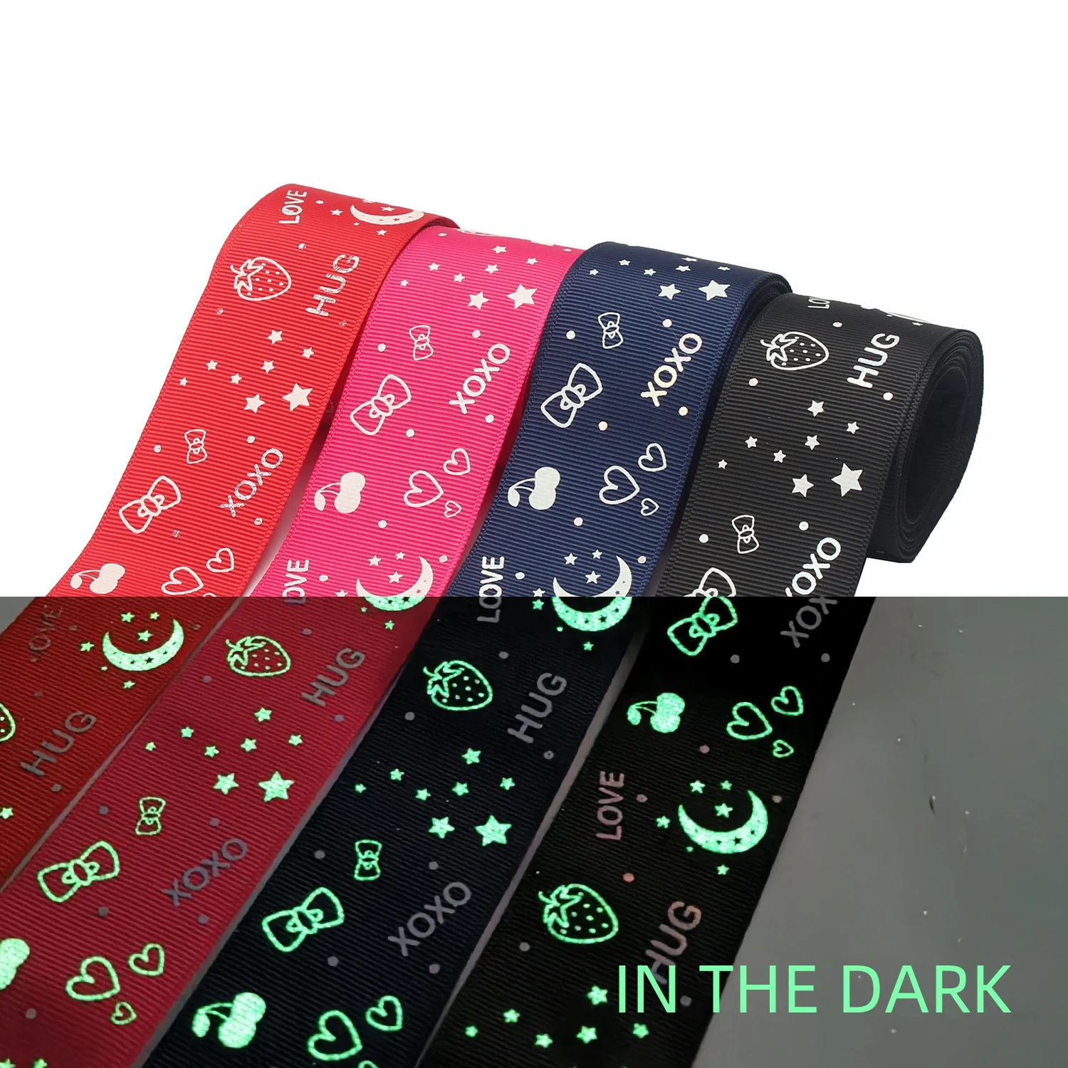 Huihuang 38mm DIY Crafts Hair Bows Accessories Wholesale Grosgrain Glow In The Dark Party Ribbon