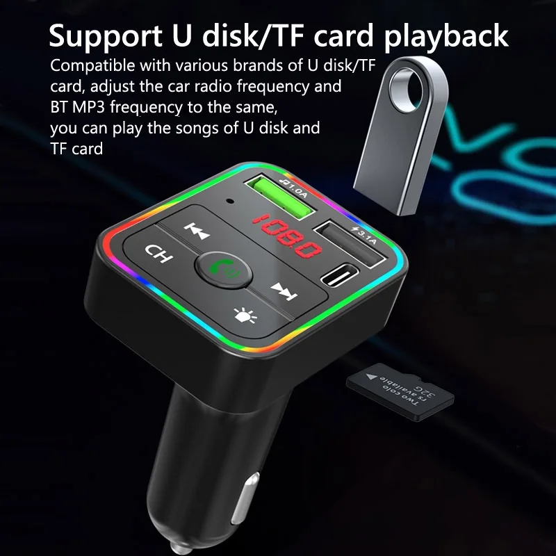 Двойной USB зарядное устройство Hands-Free автомобильный комплект беспроводной радио аудио адаптер 5 0 BT FM передатчик MP3