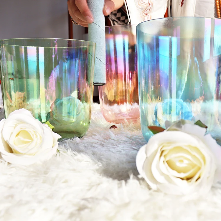 Colored crystal singing bowl pirmide reiki bola amatista Sound Musical Quartz Singing Bowl for yoga practice