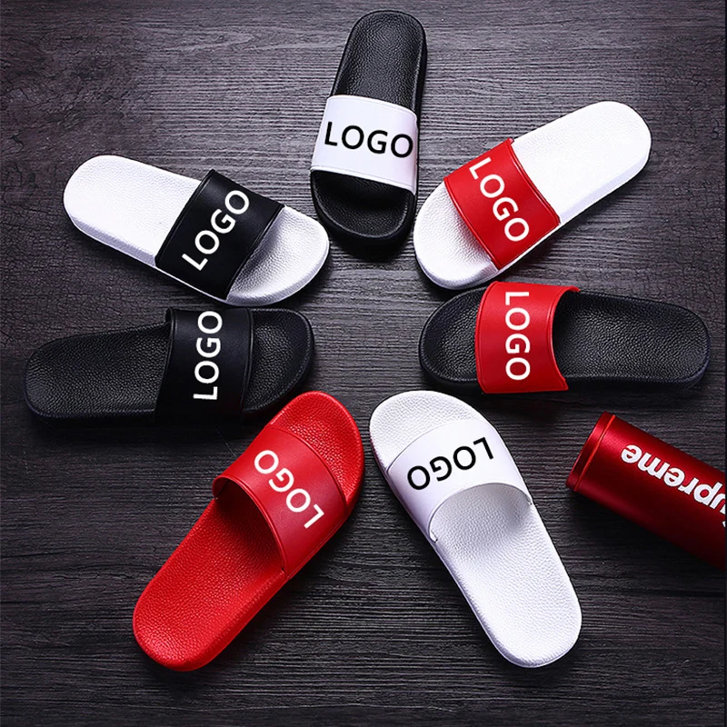 Wholesale mens PU brown slippers custom logo Design high quality men indoor outdoor pvc