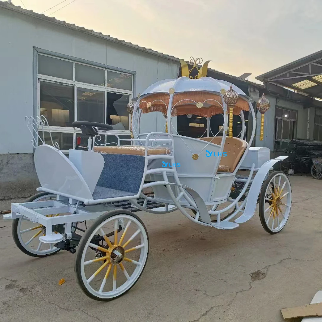 Luxury marathon horse cart customized elegant pumpkin wedding carriage electric cinderella horse carriage for wedding