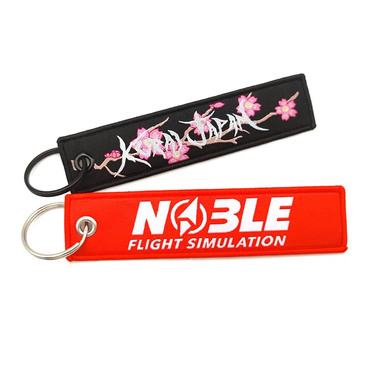 YYX Stock Jet Tags Wholesale Anime Embroidery Flight Tag Customisable Fabric Keychains for Car Keys Bag Pendant