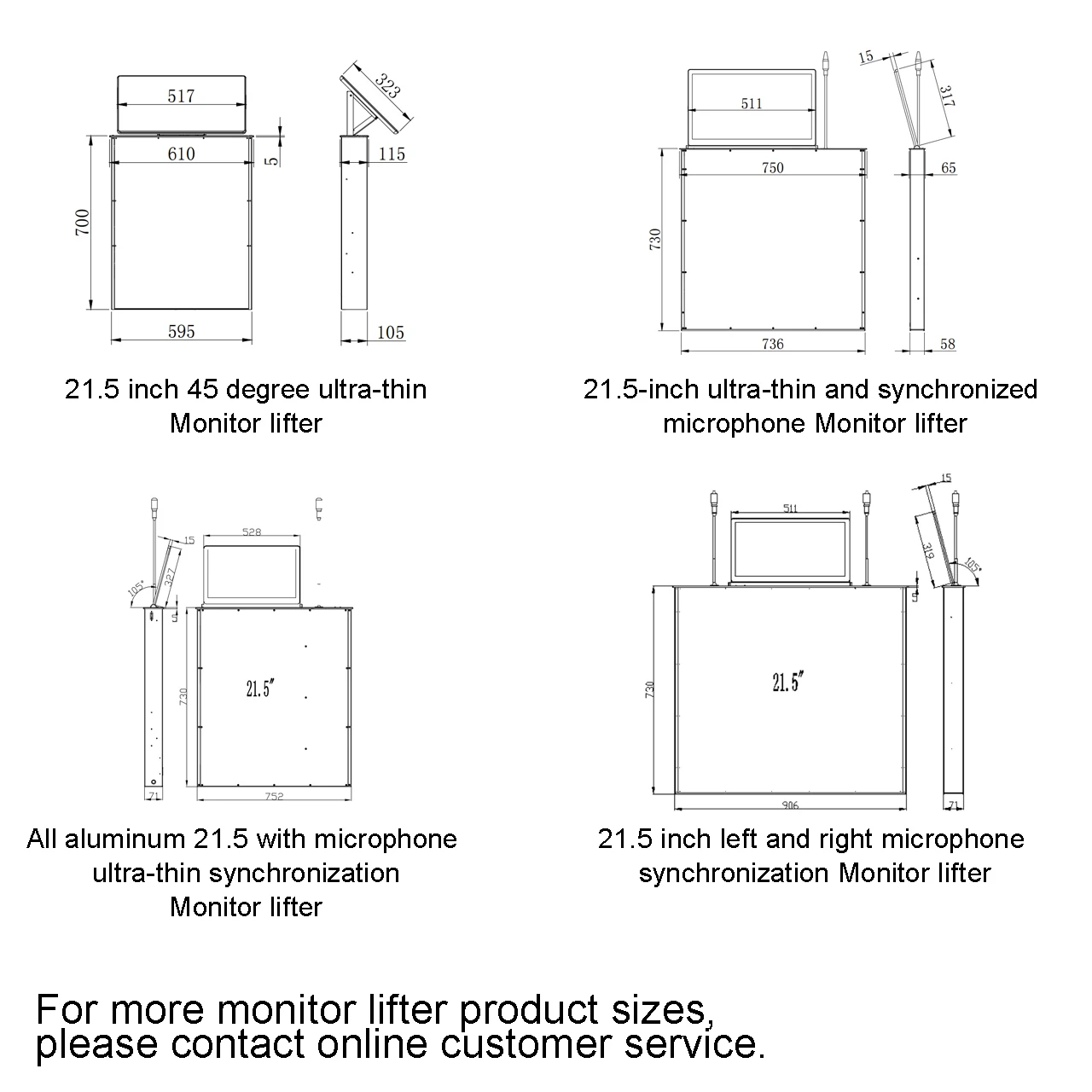 17.3 inch monitor lift mechanism conference room lcd lift Retractable Monitor Lift Stand with Motorized Mechanism