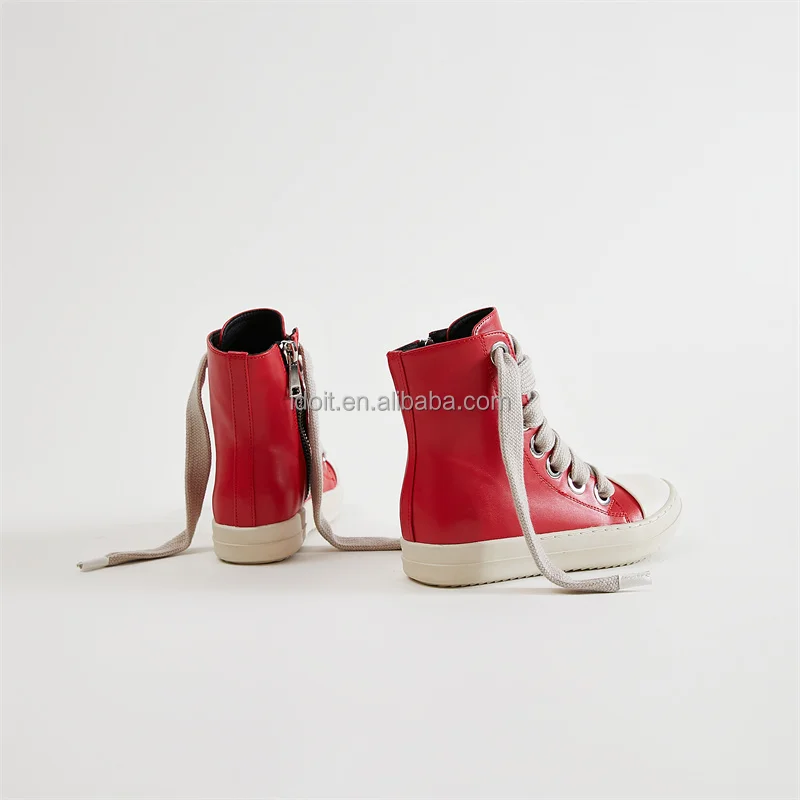 IDOIT Casual Leather Shoes Luxury Trainers Ankle Lace Up Sneaker Zip High-TOP Flats Black Ankle Boot For Women