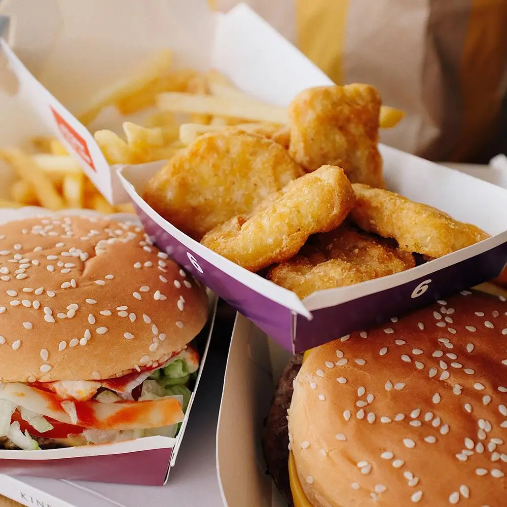 Customized logo restaurant takeout carry out containers kraft paper takeaway fries chicken Burger small food package boxes