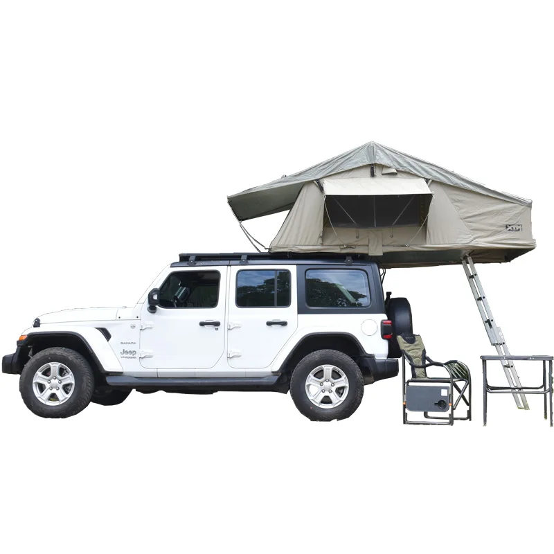 Waterproof Single-Layer 4x4 Truck Camping Car Roof Top Tent Soft PVC Oxford Cotton Canvas with Aluminum Pole Steel Frame