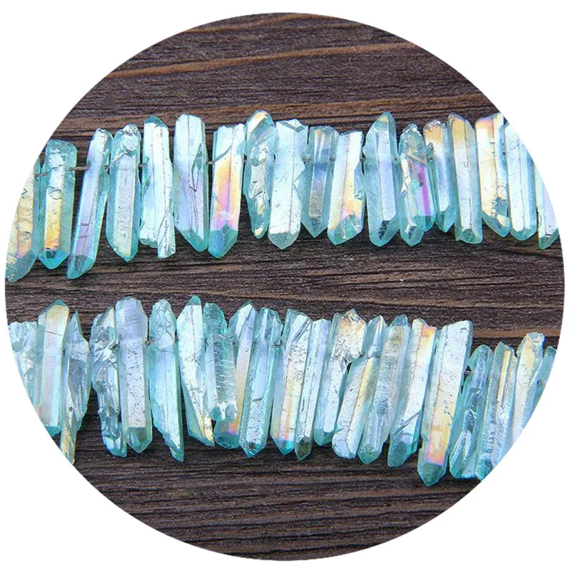 Titanium Points Aura Quartz Points Top Drilled Bulk Crystal Spike Beads Graduated Pendant 6-8mmx30-45mm