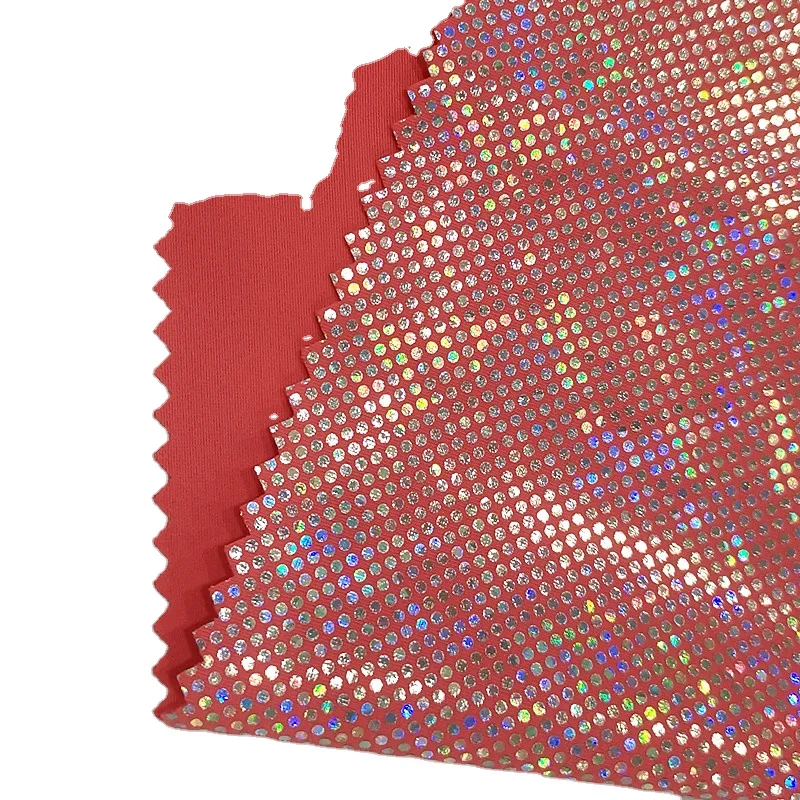 Custom Shiny Nylon Spandex Foil Print Fabric For Swimwear