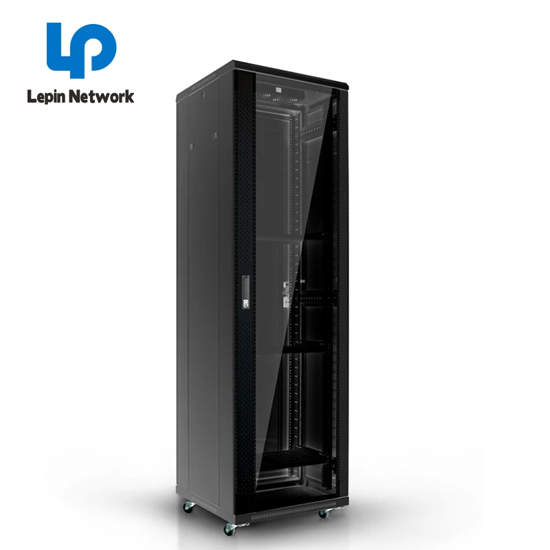 
ningbo lepin factory hot sell server rack 42u cabinet network black glass door outdoor wall mount rack cabinet price list 