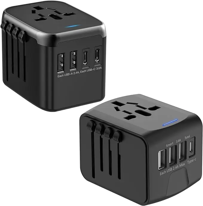 Worldwide AC Outlet Travel Plug Adapter Wall Charger With USB