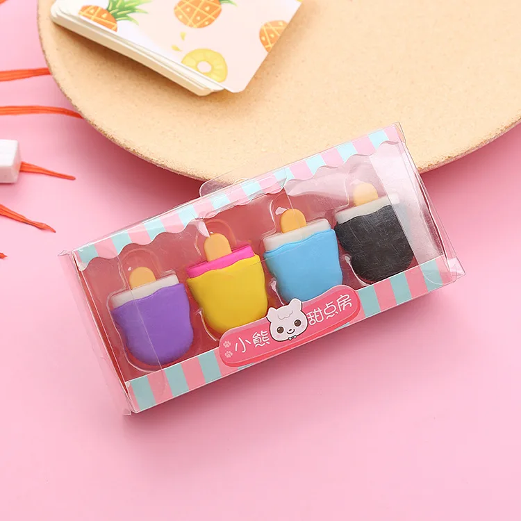 Bulk Cute Erase Eco-friendly Retractable Rectangular Erasers Caps Sets For Kids