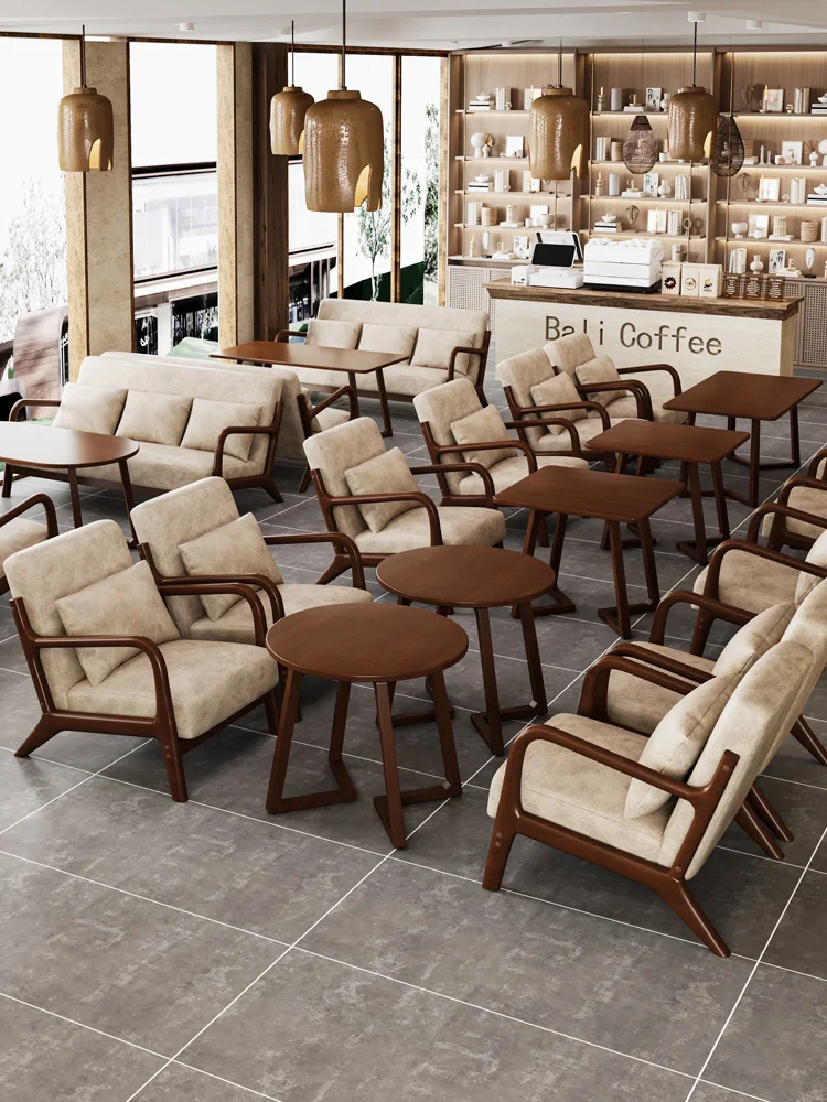 Leisure Hotel New Design Light Luxury Restaurant Coffee Shop Table and Chairs Sets Round Cafe Furniture