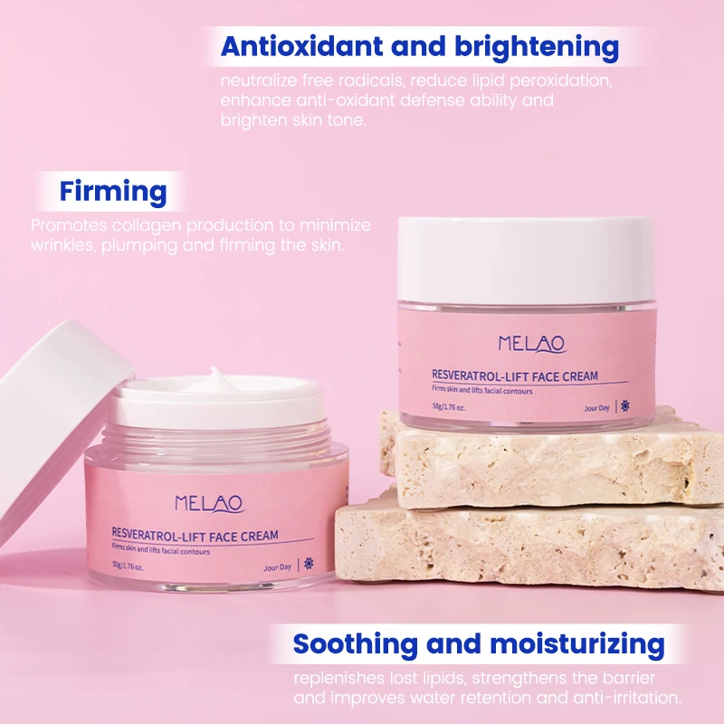 Environmentally Friendly Instant Face Lift Hyaluronic Acid Retinol Resveratrol Lift Face Cream Refillable Jar