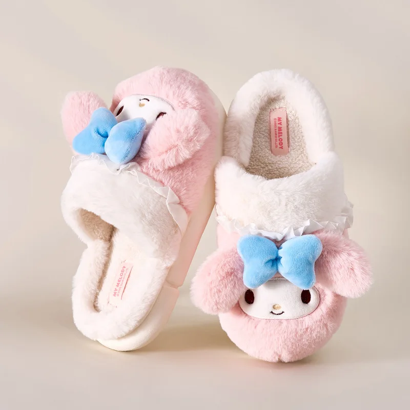 HL Custom Cartoon Anime Shoes Kuromi Home Slippers Cute Plush Hk Kitty Slippers For Women