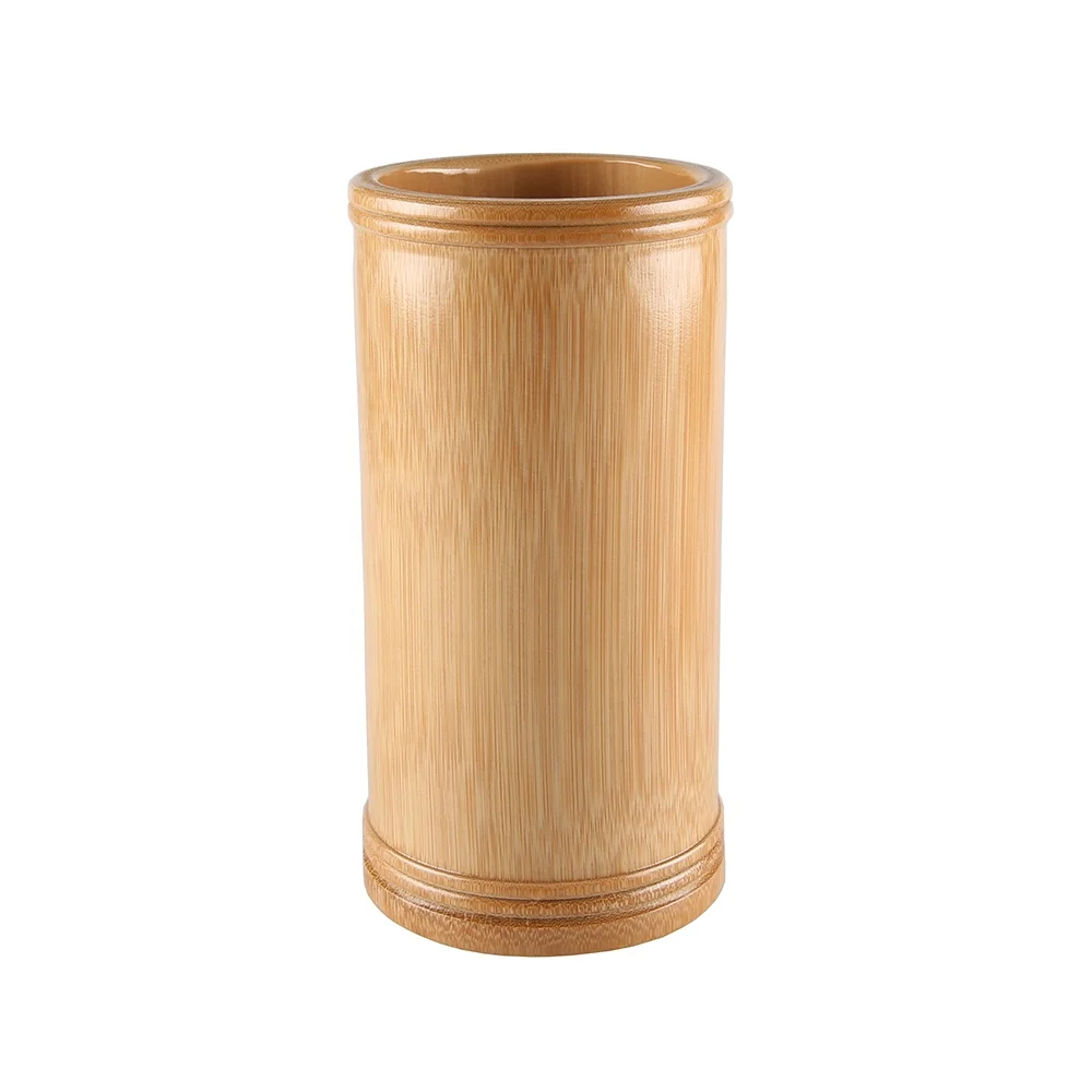 Business Gifts Desktop Office Supplies Multi Purpose Use Wooden Bamboo Tube Desk Organizer Pencil Cup Pot Vase Stand Pen Holder