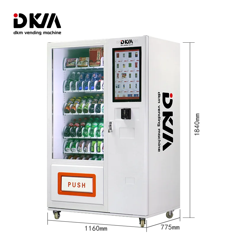 DKM smart lcd custom combo soda chips cooling cold ice frozen soft drink snack vending machine for retail items