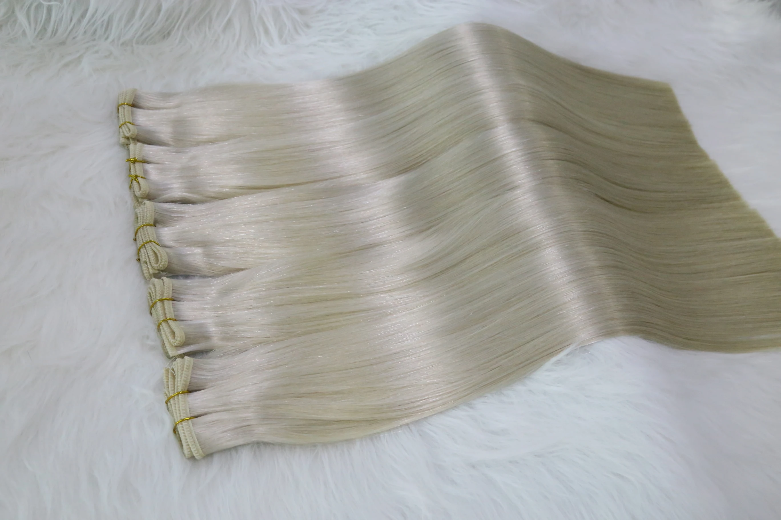 Hair Wholesale Russian Natural Human Hair Wefts Double Wefted Cuticle Aligned Flat Weft Hair Extension