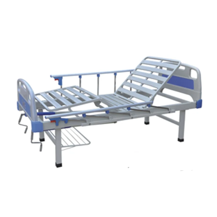 Hongan medical furniture ABS metal manual double shake comfortable portable patient hospital beds with mattress toilet for sale