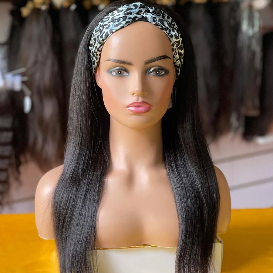10A Grade 100% Brazilian Human Hair Wig Water Wave Curly Headband Wig No Lace Front Hair Manufacturer Headband Wig