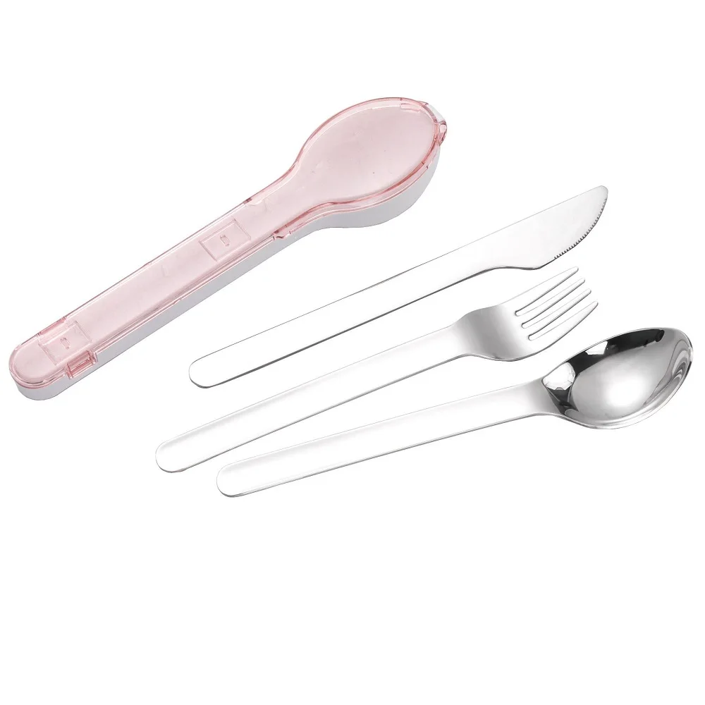 Personal Metal Spoon Fork Chopstick Stainless Steel Flatware With Case Portable Travel Cutlery Set for Outdoor Camping