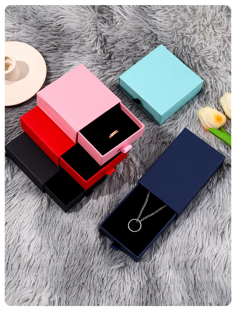 Custom Luxury Rigid Cardboard Paper Box with Logo Drawer Pendant Necklace Jewelry Packaging Boxes