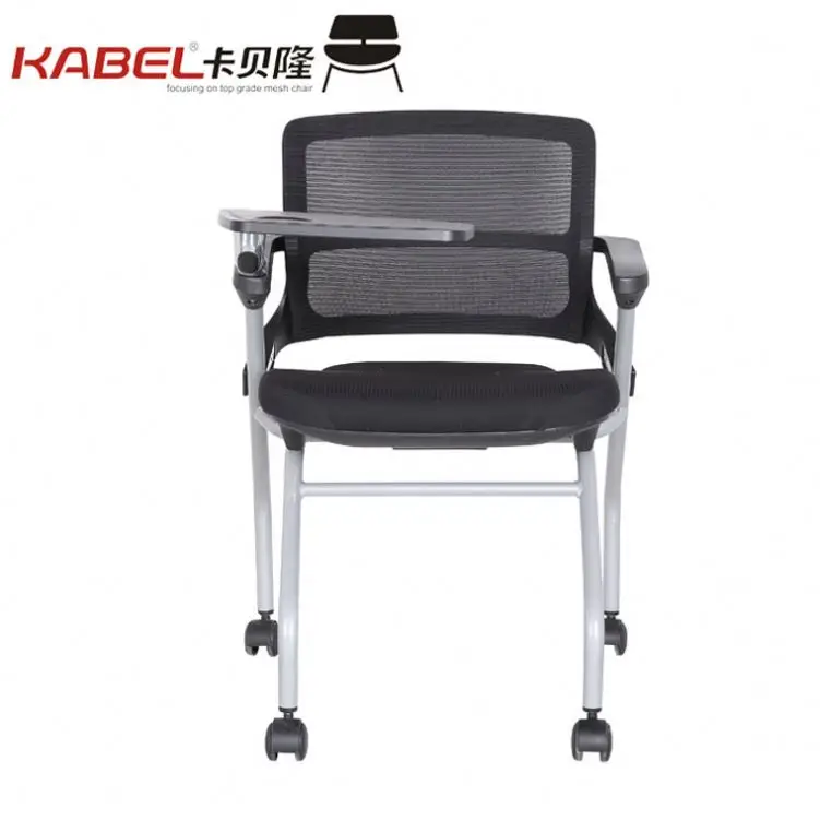 Kabel Plastic Chair Office Visitor Training Chair With Castors With Tables Attached Fold Tablet Arm